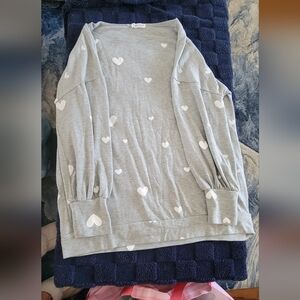 Gray Heart Pattern Sweater